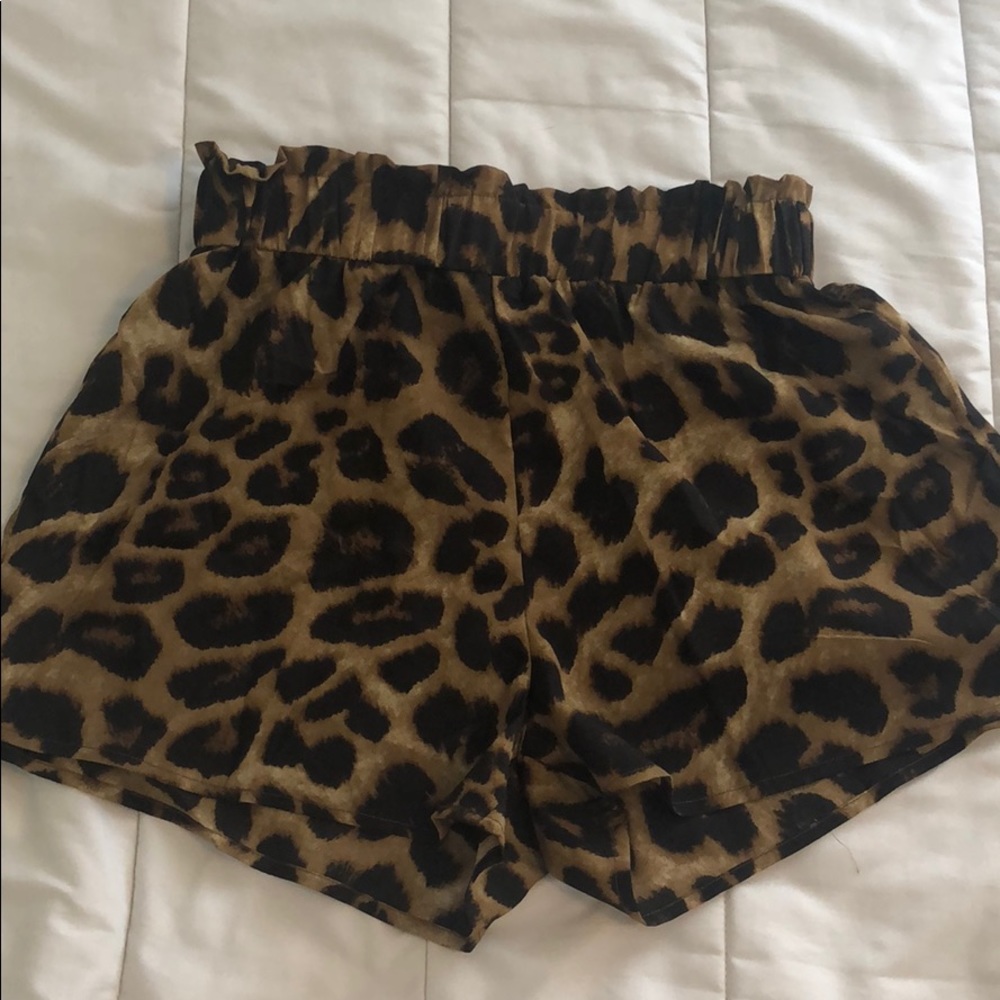 High waisted leopard print shorts